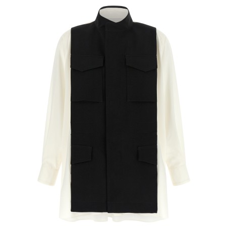 Hybrid shirt with front panel model.