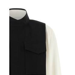 Hybrid shirt with front panel model.