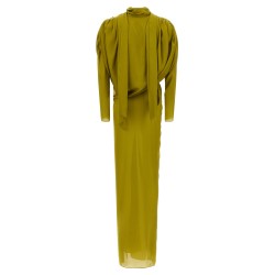 Draped silk dress with knot