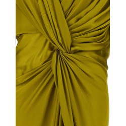 Draped silk dress with knot