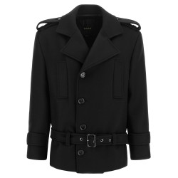 Double-breasted belted coat