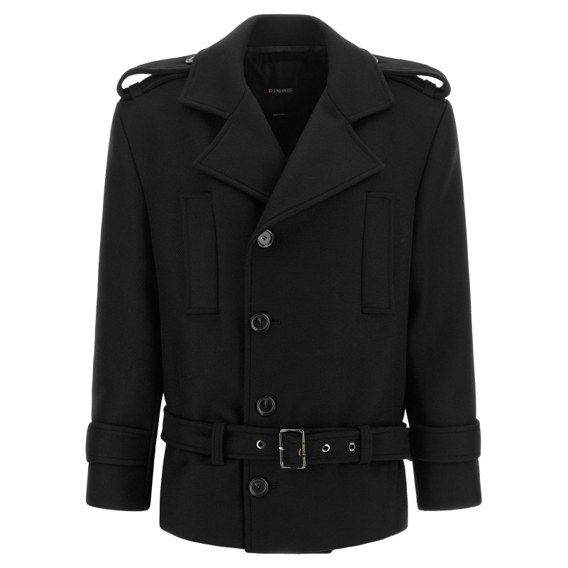 Double-breasted belted coat