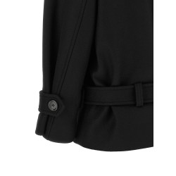 Double-breasted belted coat