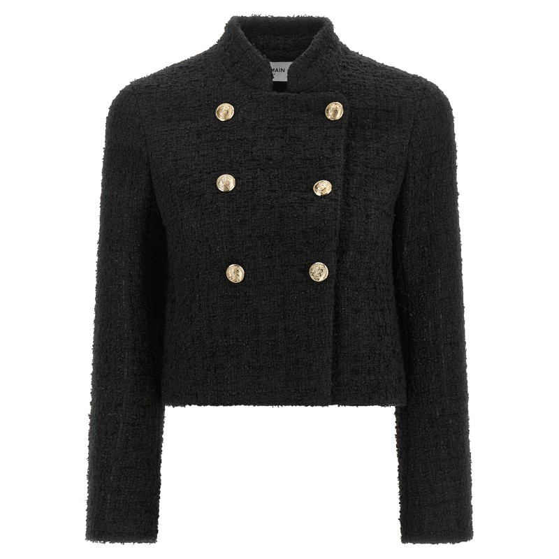 Double-breasted Tweed Short Jacket
