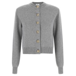 Sculpture button crew neck cardigan