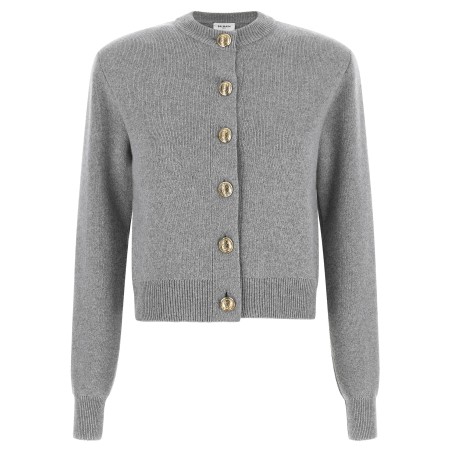 Sculpture button crew neck cardigan