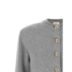 Sculpture button crew neck cardigan