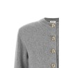 Sculpture button crew neck cardigan