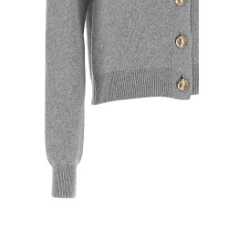 Sculpture button crew neck cardigan