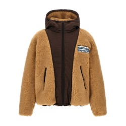 Teddy reversible jacket with logo patch