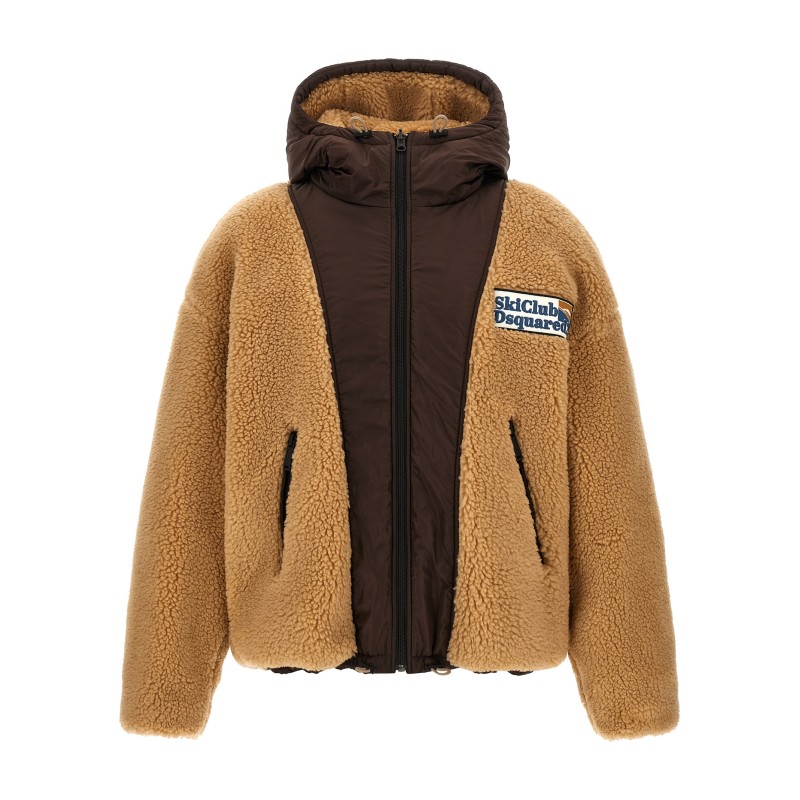 Teddy reversible jacket with logo patch