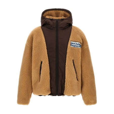 Teddy reversible jacket with logo patch