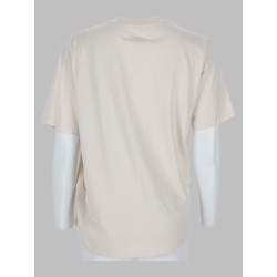 t-shirt con drappeggio e patch logo