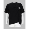 t-shirt con drappeggio e patch logo