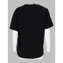 t-shirt con drappeggio e patch logo