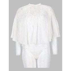 blusa "parina" plissettata in misto lino ricamato