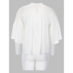 blusa "parina" plissettata in misto lino ricamato