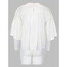 blusa "parina" plissettata in misto lino ricamato