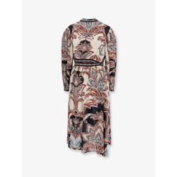 Viscose Tapestry Dream Long-Sleeve Midi dress