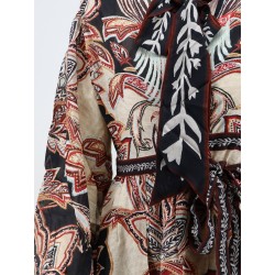 Viscose Tapestry Dream Long-Sleeve Midi dress