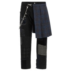 Patchwork jeans with kilt