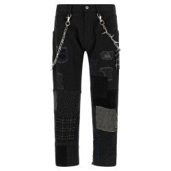 Patchwork jeans with kilt