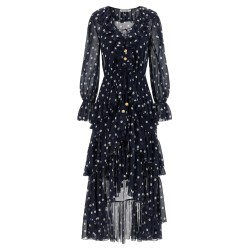 'Polka Dot Georgette Ruffle Maxi' dress