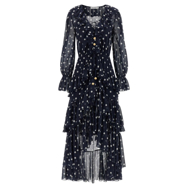 'Polka Dot Georgette Ruffle Maxi' dress