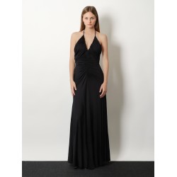 Gathered jersey long dress