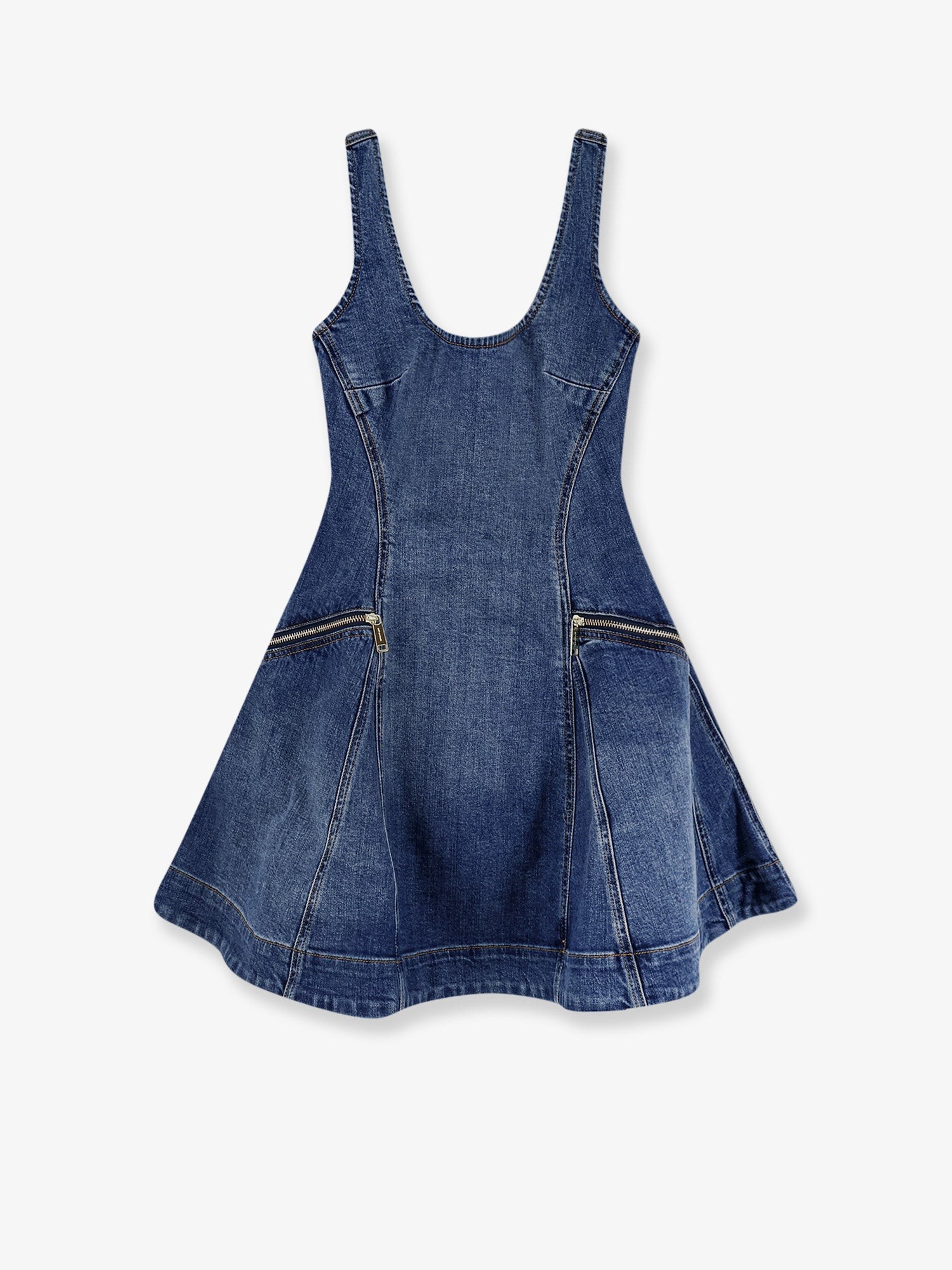 Flared denim mini dress