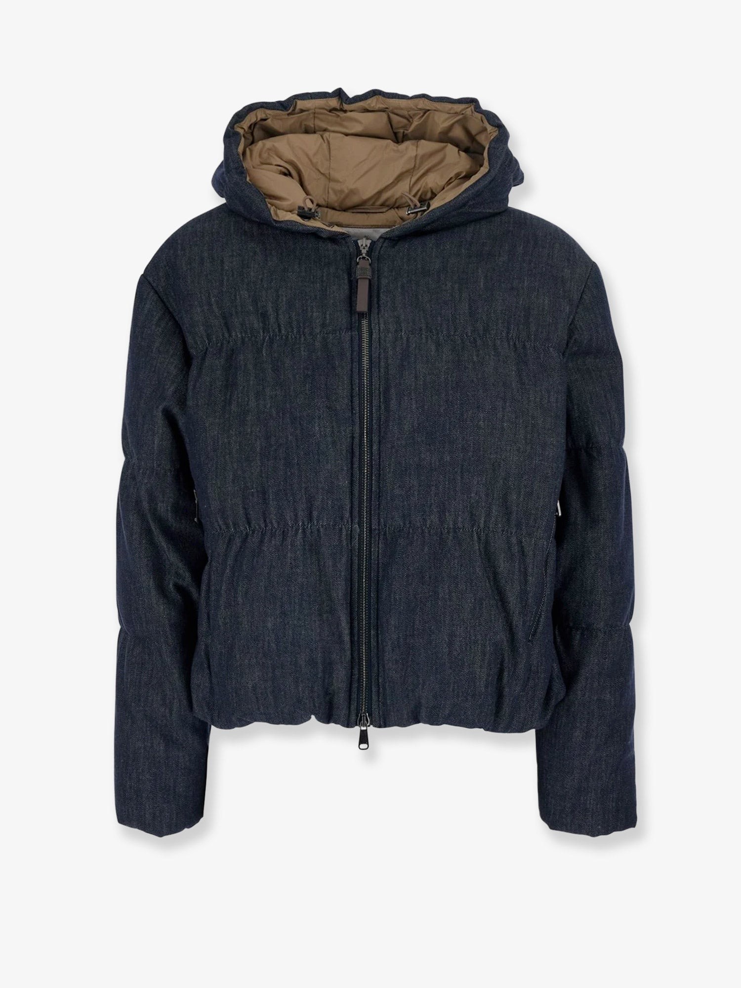 Hooded padded denim jacket